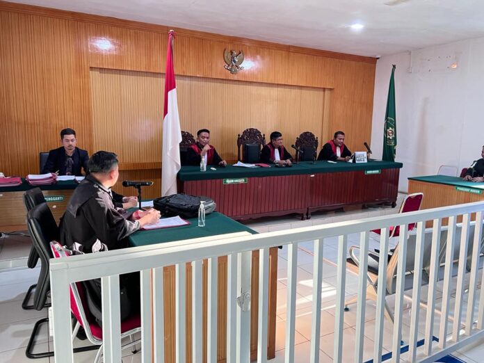 Suasana sidang perkara narkotika oleh terdakwa Ucok dan Ruslan belum lama ini.
