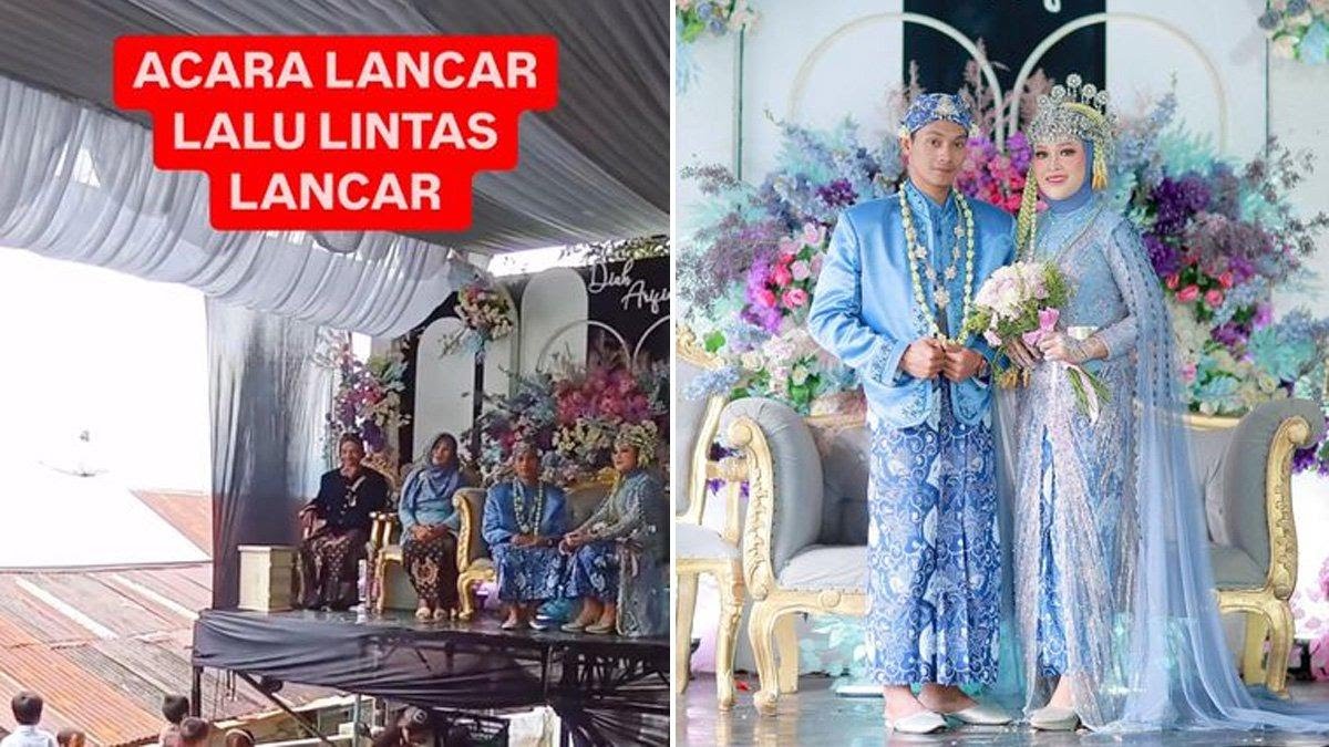 Pernikahan Dian dan Arifin di Pekalongan menjadi viral di media sosial karena pelaminannya yang melayang di atas jalan.