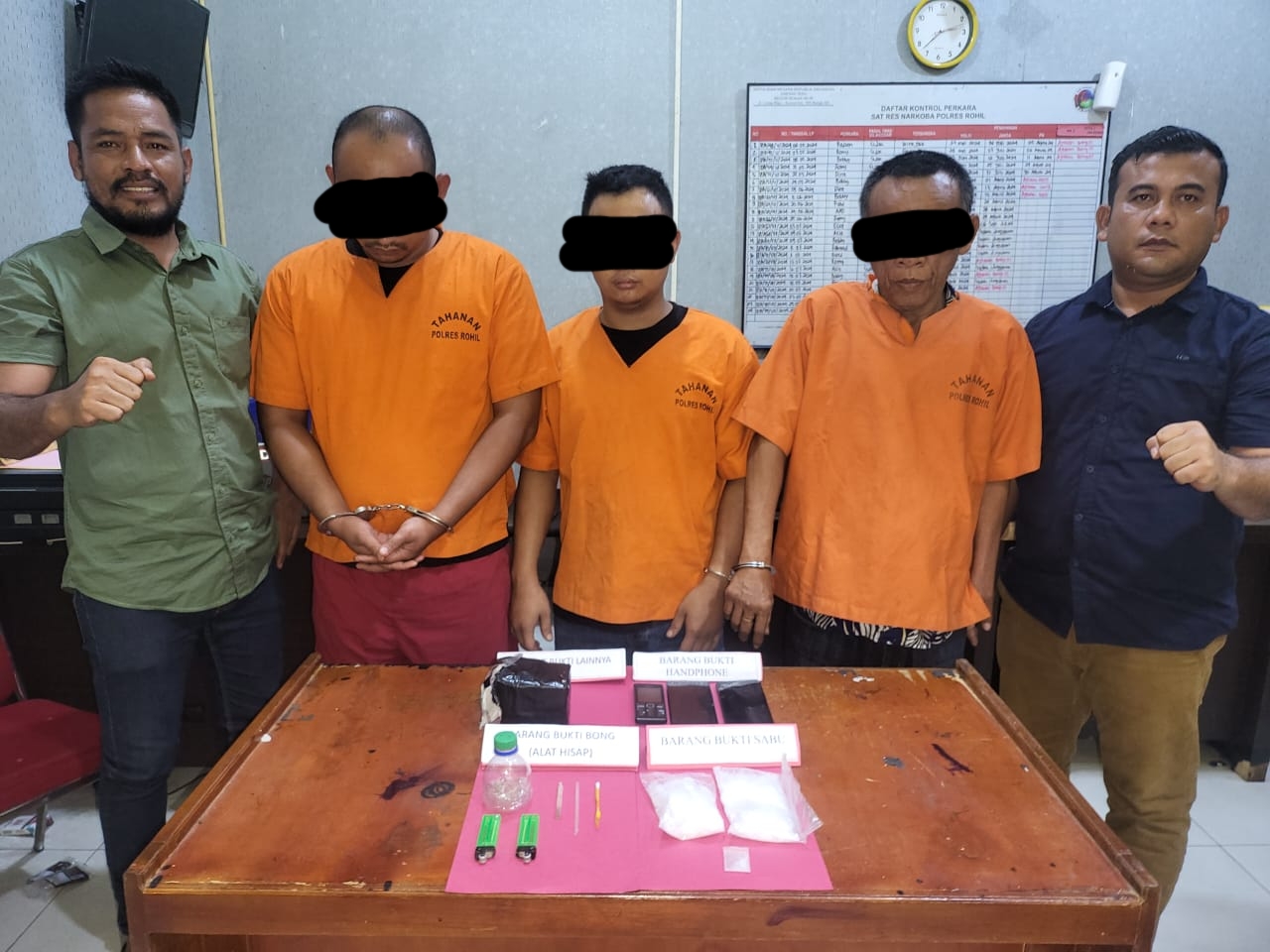 Polres Rohil Bongkar Jaringan Narkotika Asal Sumut, Amankan Tiga Pelaku