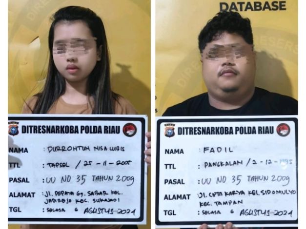 Dua Sejoli Diamankan Beserta Puluhan Butir Ekstasi di Pekanbaru