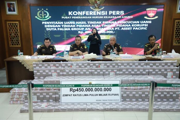 Kejagung Sita Rp 450 Miliar dari PT Asset Pasific Terkait Kasus TPPU PT Duta Palma Group di Inhu