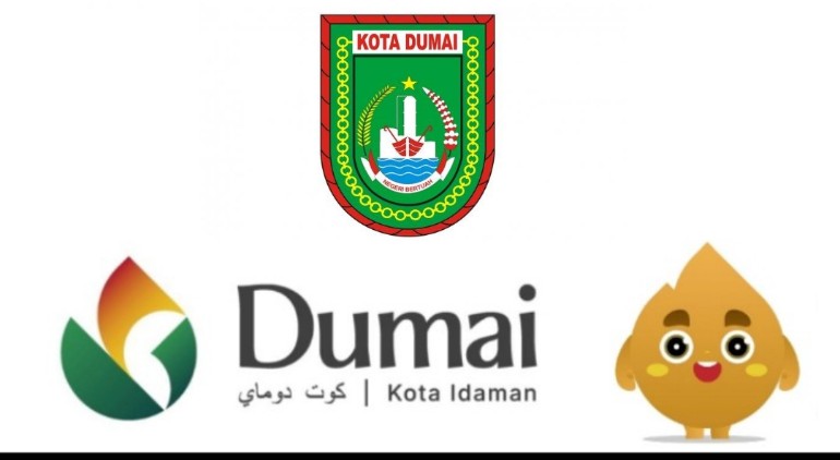 Kolase Lambang Kota Dumai, Logo Branding Dumai Kota Idaman dan Maskot Si Adum