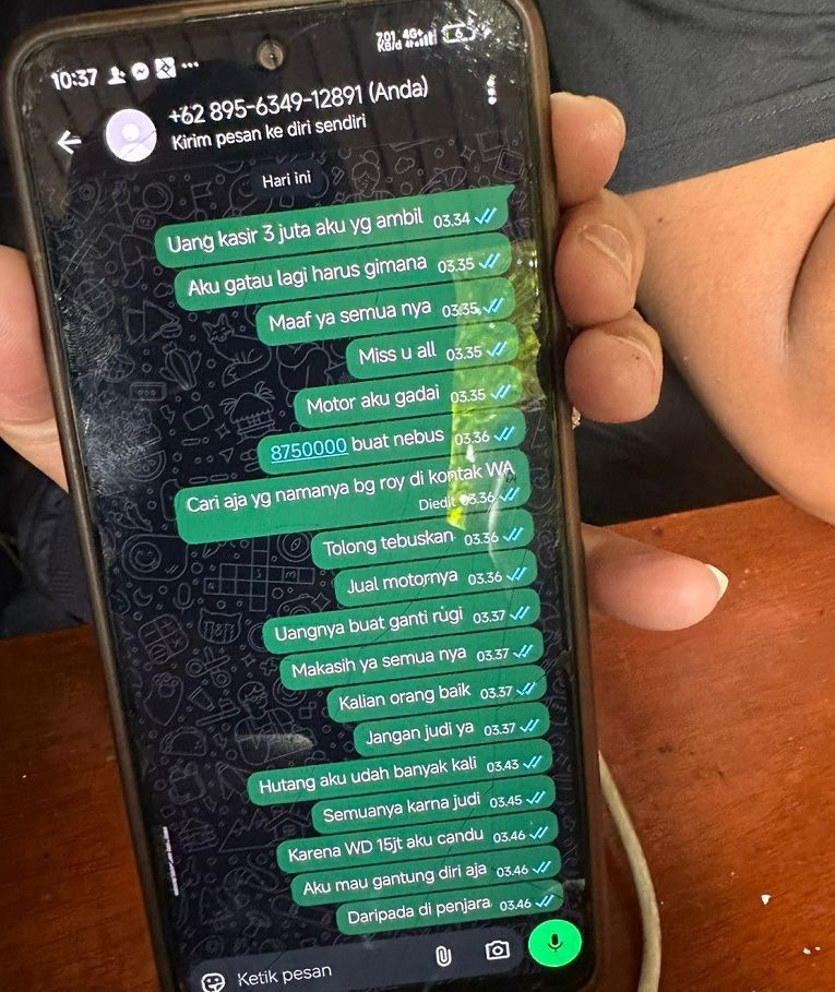 Pesan Terakhir Pekerja Kafe Pekanbaru Sebelum Tewas Bikin Merinding