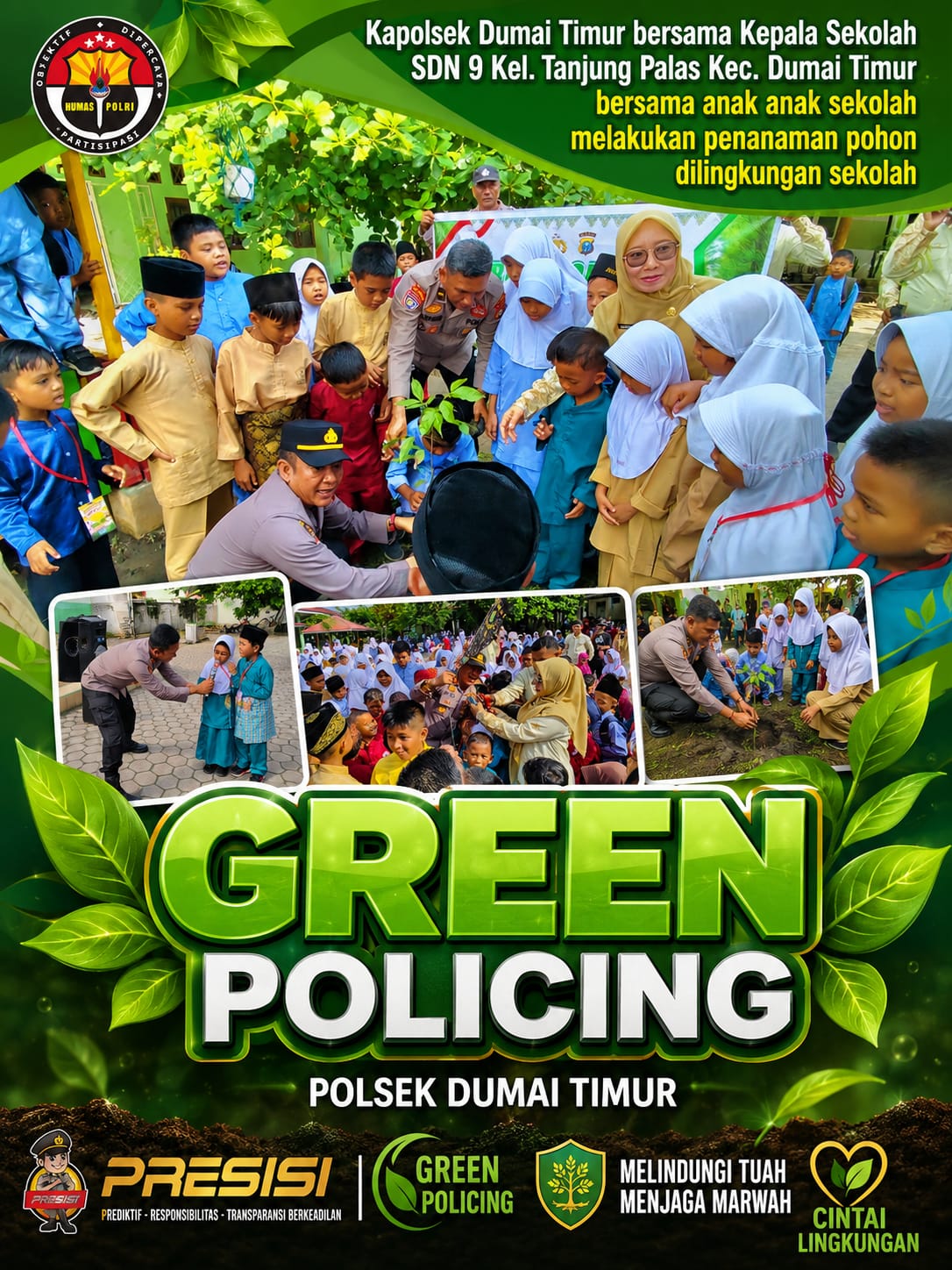Kapolsek Dumai Timur Edukasi Siswa SDN 009 Tanjung Palas soal Anti Bullying, UU ITE hingga Green Policing