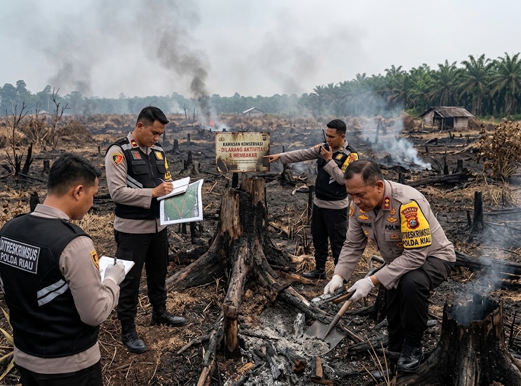 Polda Riau Tangani 32 Kasus Karhutla, 35 Orang Jadi Tersangka