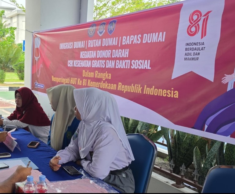 Semarak HUT ke-81 RI, Imigrasi, Rutan dan Bapas Dumai Gelar Donor Darah hingga Bagi Sembako